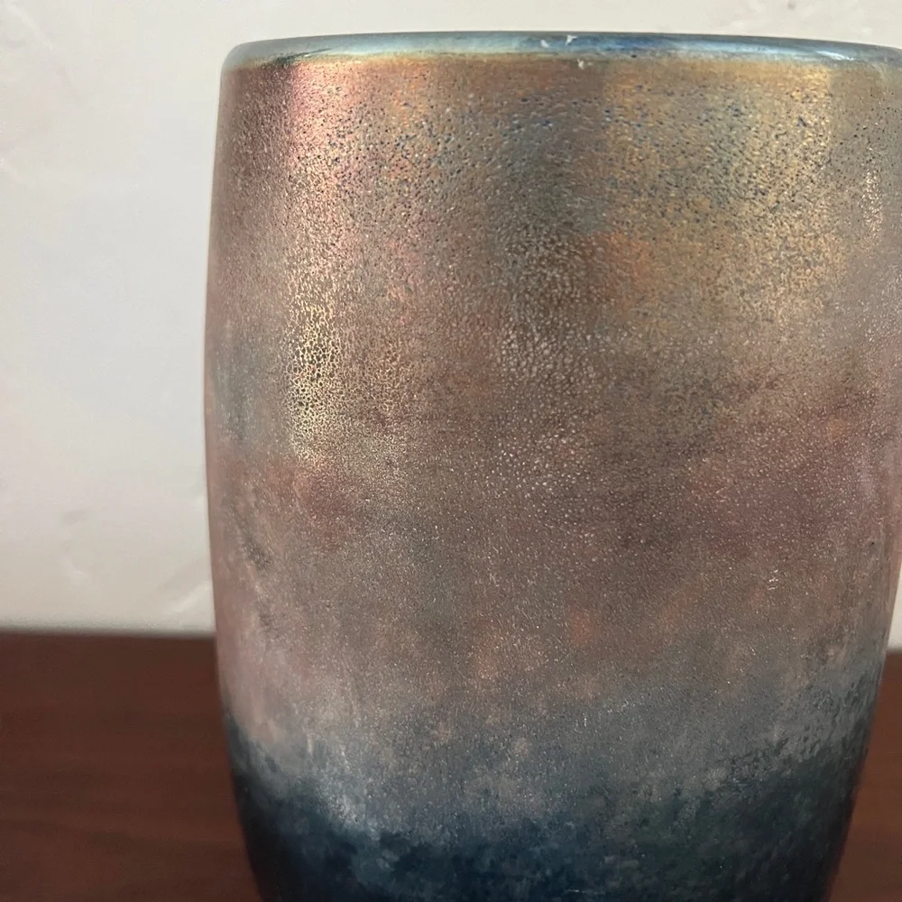 Anthropologie Teal and Rose Ombre Iridescent Vase